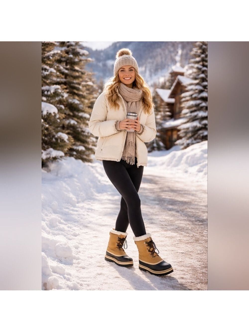 Sorel Caribou Women’s Winter Boots — Tan/Black — Size 5 — Like New
